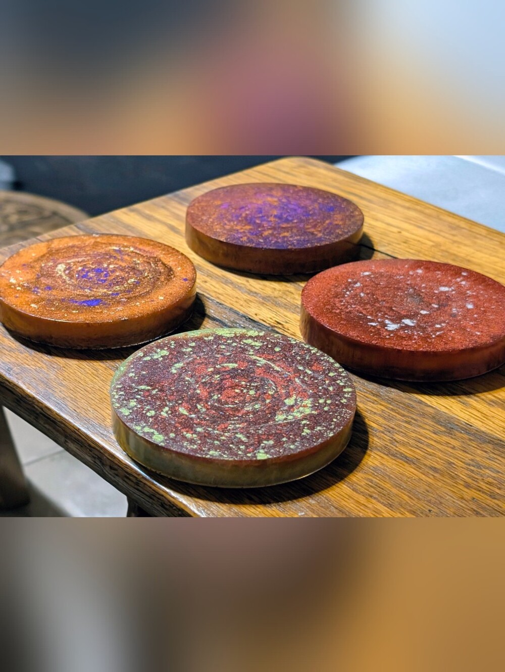 Abstract Planets Made From Epoxy Resin 4 Piece Coaster Set